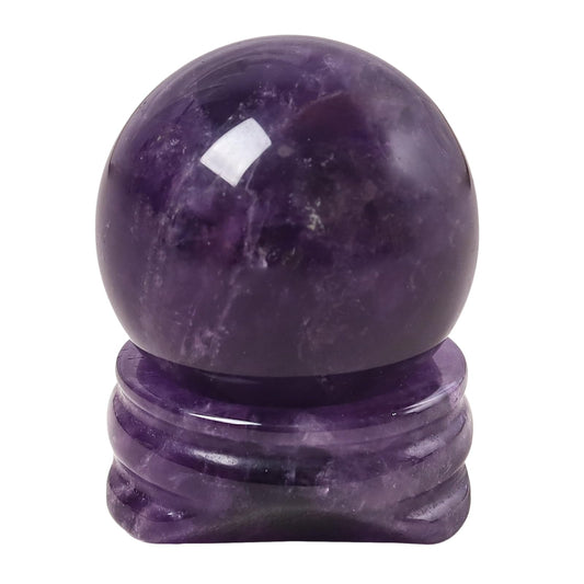 Casaper Natural Amethyst Ball with Stone Stand, Healing Crystal Sphere for Home Fengshui Yoga Meditation, Reiki Energy Balancing 1.18”(30mm)
