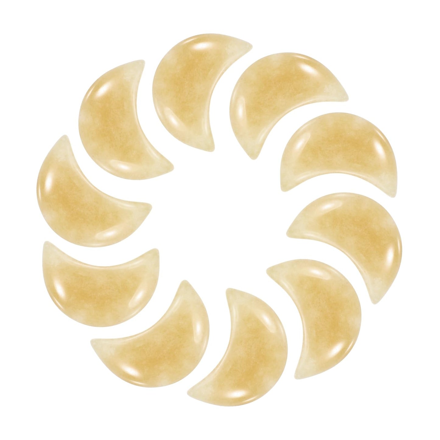 MECCANIXITY 10 Pcs Moon Crystal Worry Stone, 0.5 Inch Length Natural Topaz Moon Gemstone Bulk, Carved Pocket Stones for Meditation Balancing Pendant Decor