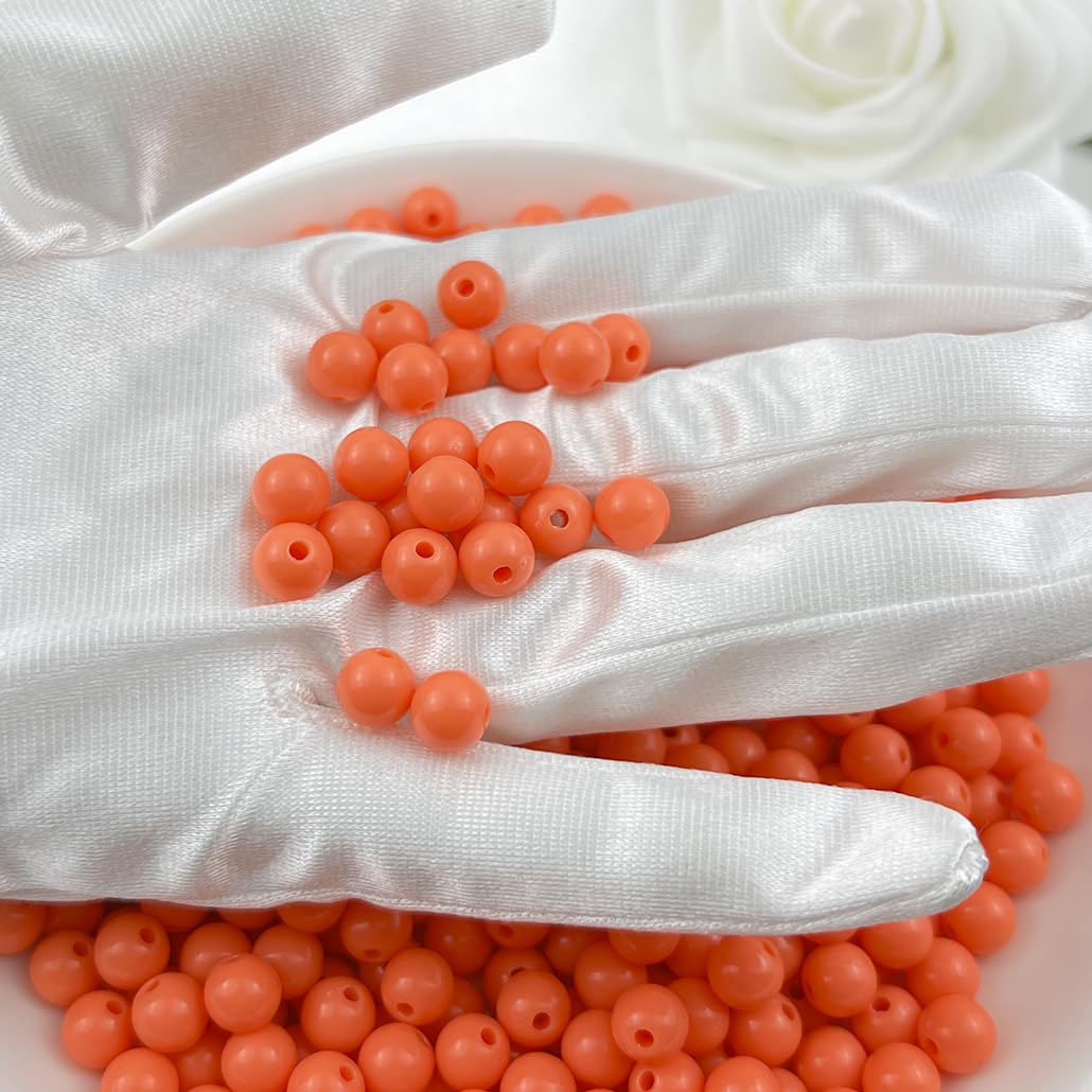 Mulutoo 200Pieces 10MM Acrylic Round Beads Round Acrylic Balls Chunky Beads Smooth Spacer Plastic Pastel Beads Craft Beads for Necklace and Bracelet Making Crafting Supplies(194-orange)