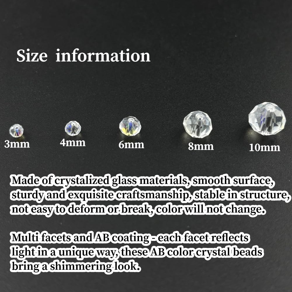 YHYPOCI 500pcs 3mm Crystal Glass Beads for Crafts Faceted Rondelle Glass Beads for Jewelry Making Crystal Spacer Beads for Necklaces Bracelets Earrings DIY Craft(Crystal AB)