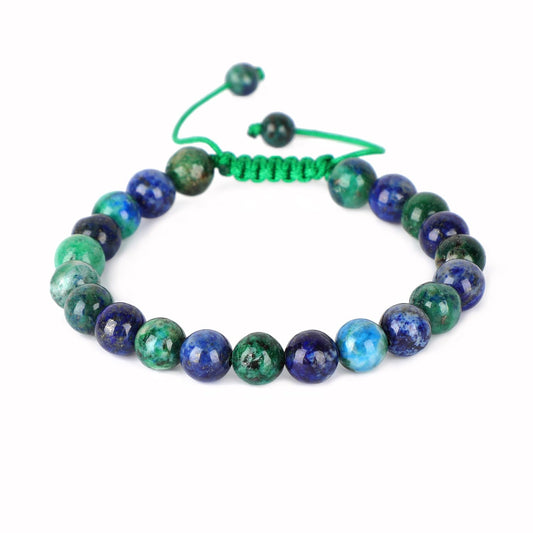 AD Beads Natural 8mm Gemstone Bracelets Healing Power Crystal Macrame Adjustable 7-9 Inch (Lazuli Chrysocolla)