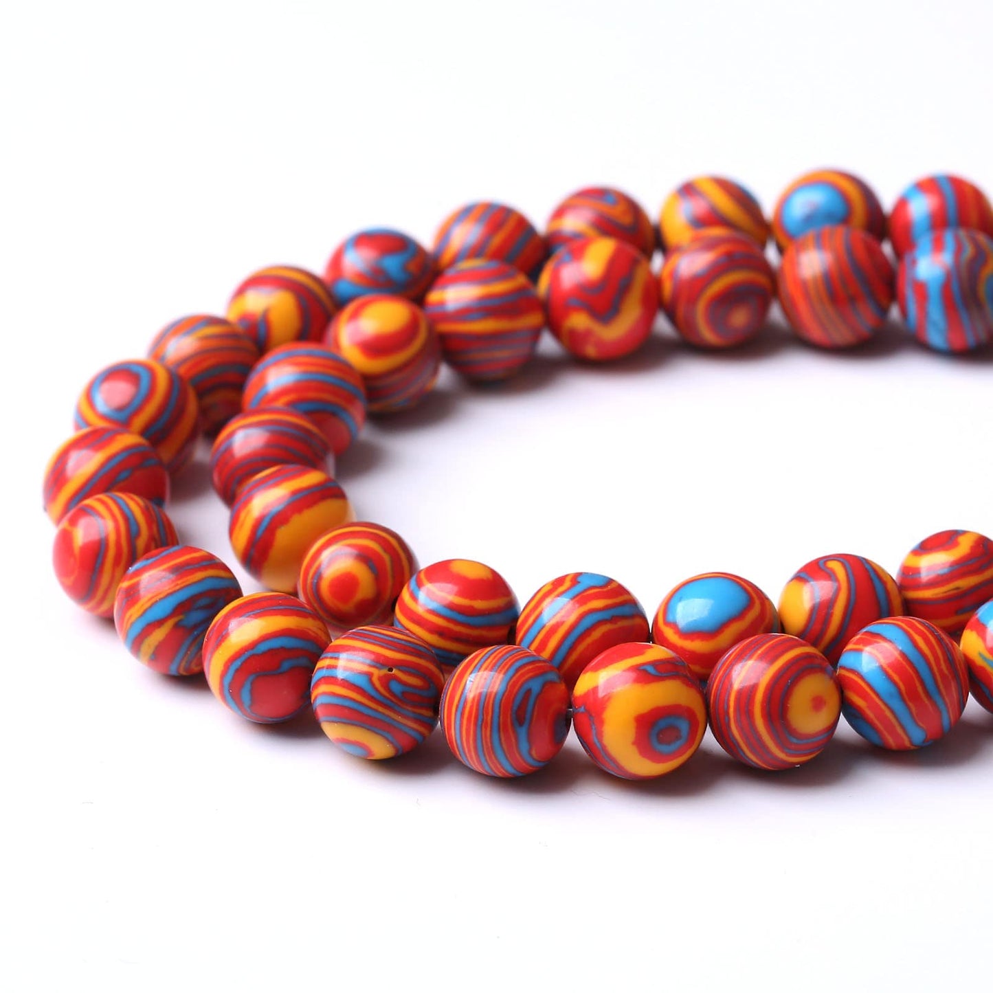 36PCS 10MM Beads Red Malachite Beads Round Loose Beads Natural Gem Beads for Jewelry Making 15"