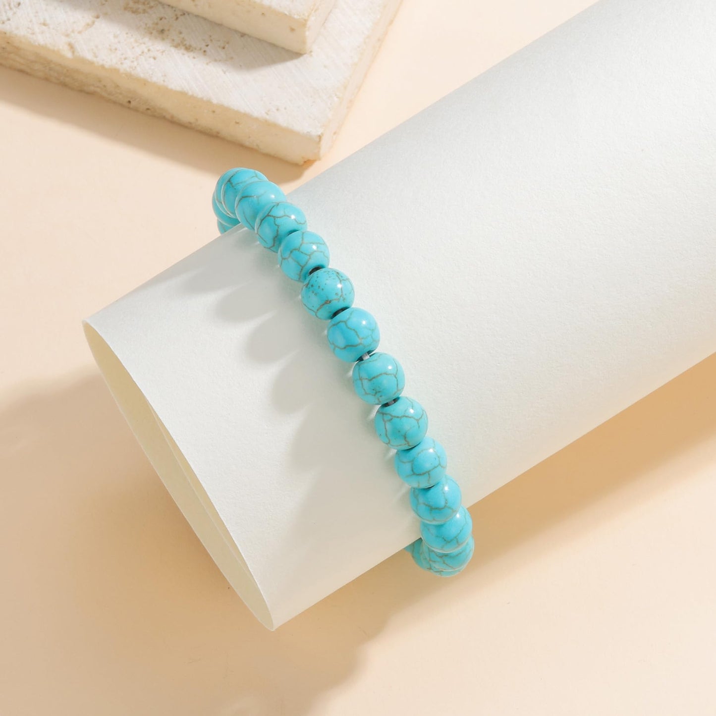 Udolfly Womens Crystal Beaded Bracelets for Women Men Protective Energy Bracelet Natural Gemstone Bead Bracelet 4mm Turquoise