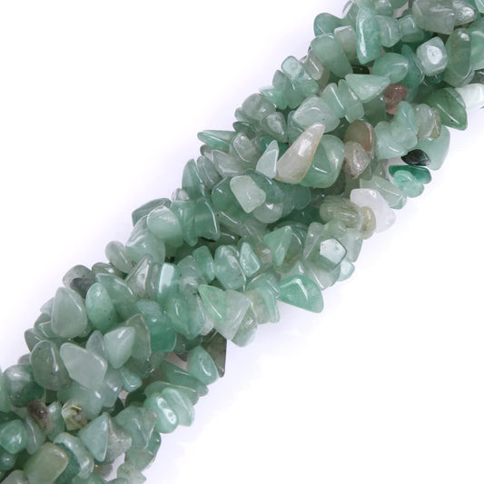 HAAMIIQII 5-8mm Natural Green Aventurine Chips Beads Irregular Chip Stones Loose Gemstone Energy Healing Beads for Jewelry Making Strand 30 Inch