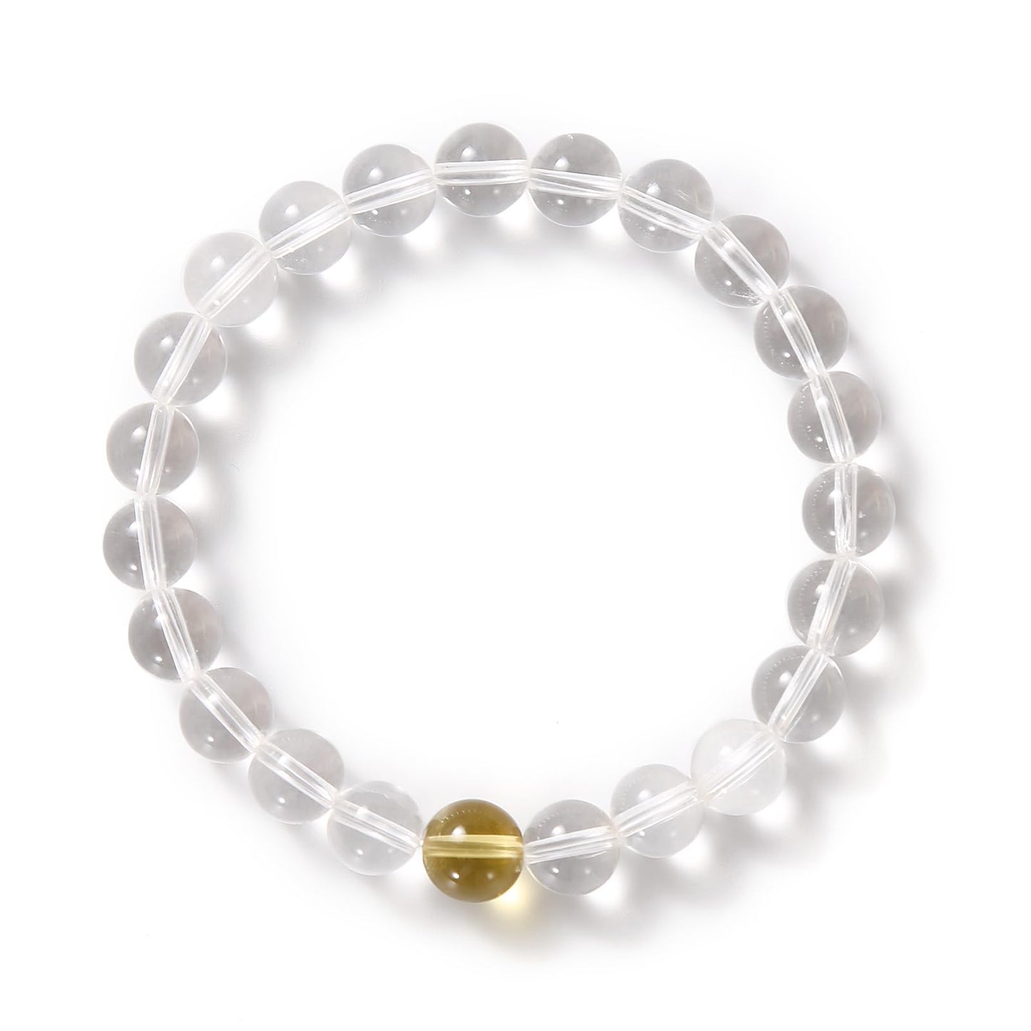 plyosdey Bracelet for Women Natural Stone 8mm Beaded Stretch - Crystal Bracelet for Meditation Yoga, Positive Aura Jewelry Gift for Her (Clear Quartz)