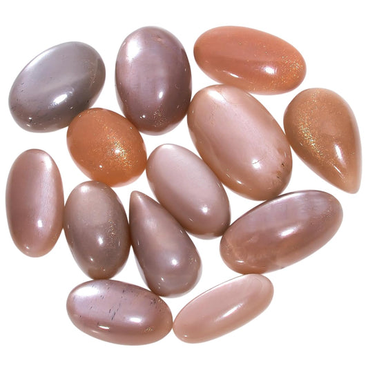 Gemkora 70+ cts Natural Peach Moonstone Gemstone Wholesale Cabochons Lot, Jewelry Making Loose Gemstone, Polished Decor, DIY, Wire Wrapping, Reiki, Wikka, Healing Crystals, Bulk Gemstone (5 to 7 pcs)