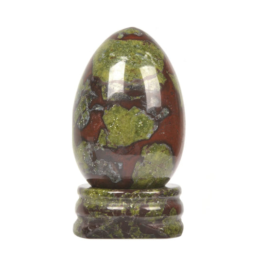 Justinstones Natural Dragon Blood Jasper Gemstone Egg Crystal Healing Chakra Meditation Home Office Decor Stone with Stone Stand