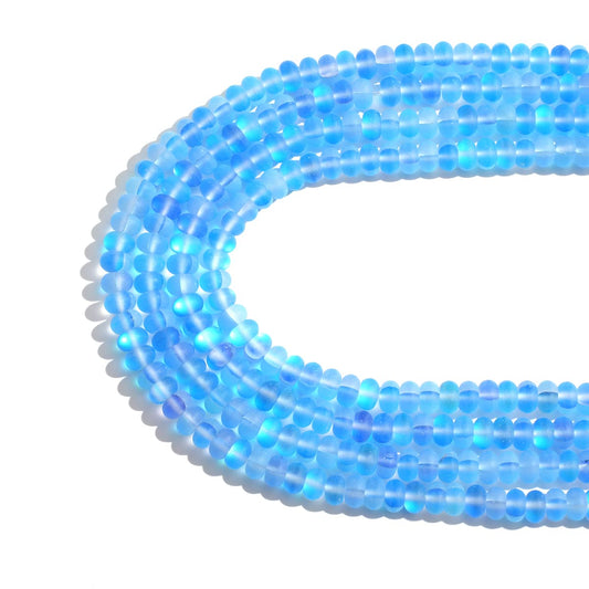 5x8mm Dark Blue Matte Aurora Crystal Glass Beads Loose Rondelle Disc Beads Frosted Moonstone for Jewelry Making