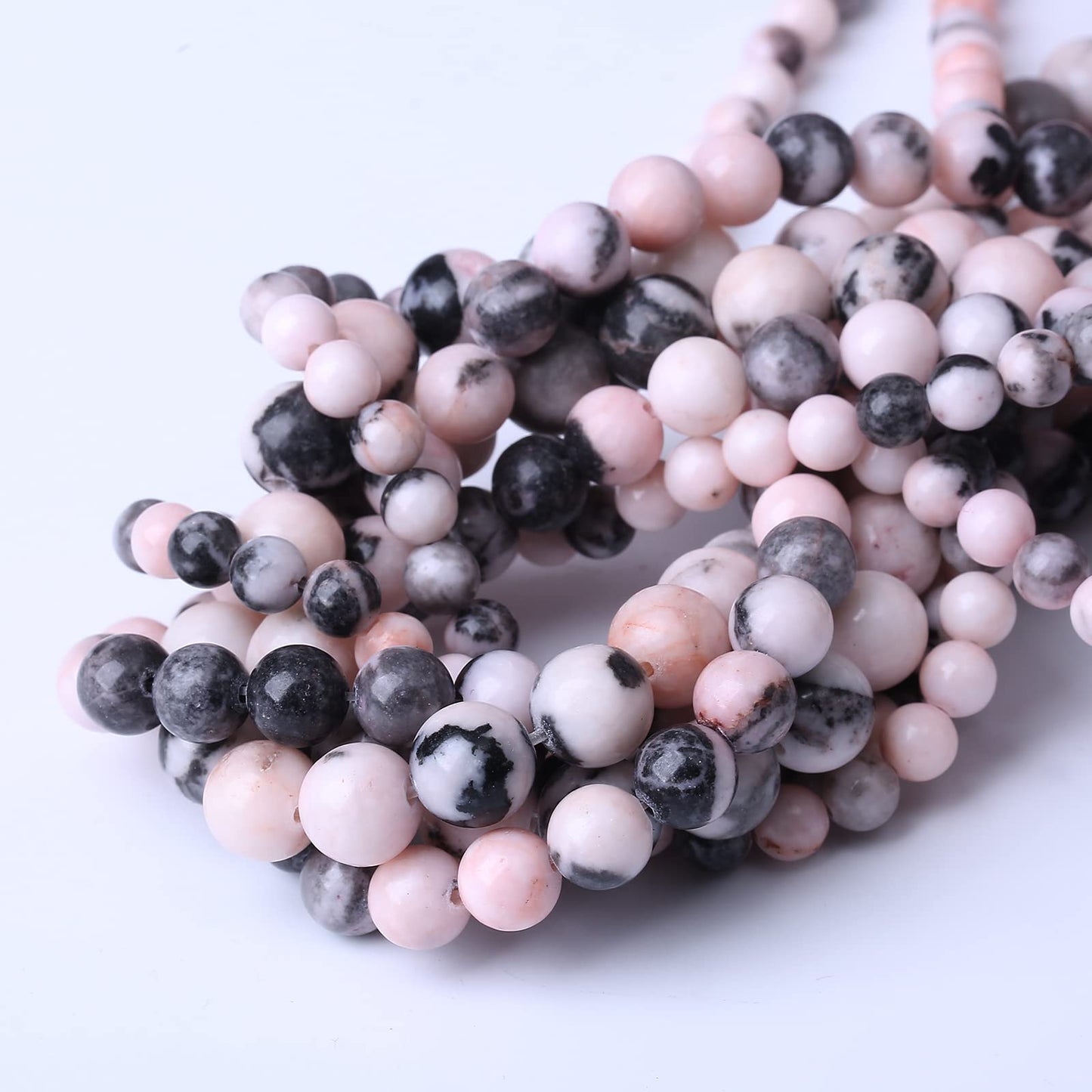 32PCS 12MM Natural Pink Zebra Jaspers Beads Round Loose Stone Beads for Jewelry Making DIY Energy Stone Healing Power Bracelet 15"