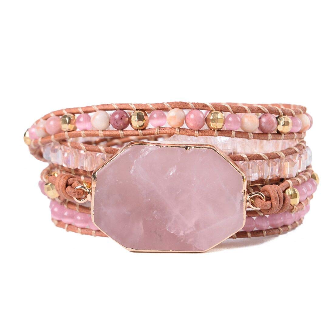YGLINE Wrap Bracelet For Women Men,Multilayer Leather Boho Handmade Beaded Bracelets