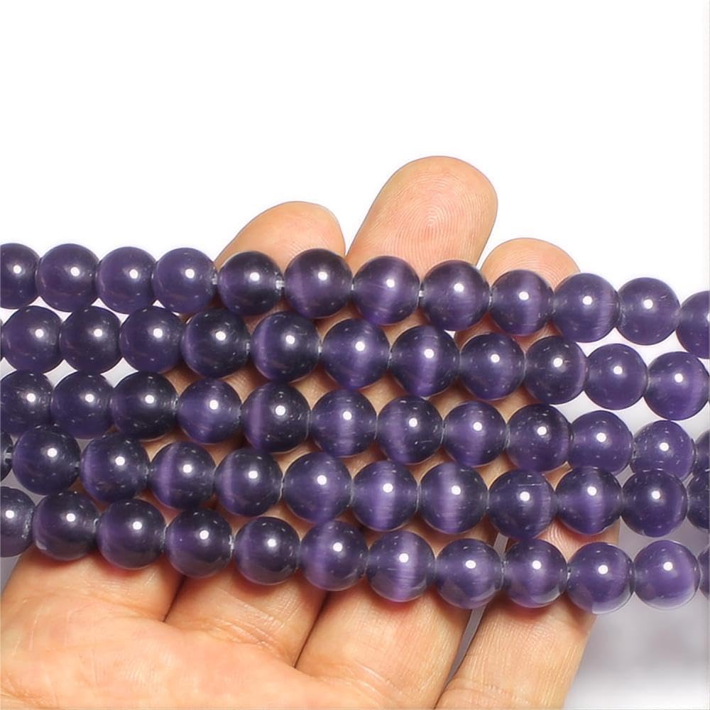 MJDCB 30pcs Purple Cat Eye Stone Beads 12mm Round Crystal Loose Bead for Jewelry Making DIY Bracelets Necklace