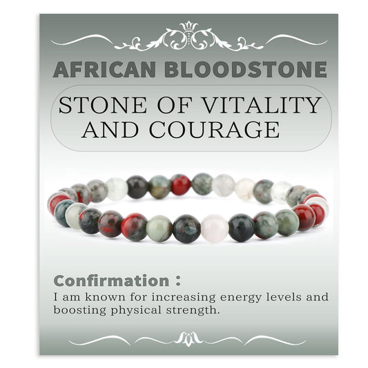 Bymitel 6mm African Bloodstone - Handmade Reiki Gemstone Stretch Bracelet, Natural Beauty & Spiritual Essence, Crystal Healing for Unisex Adults