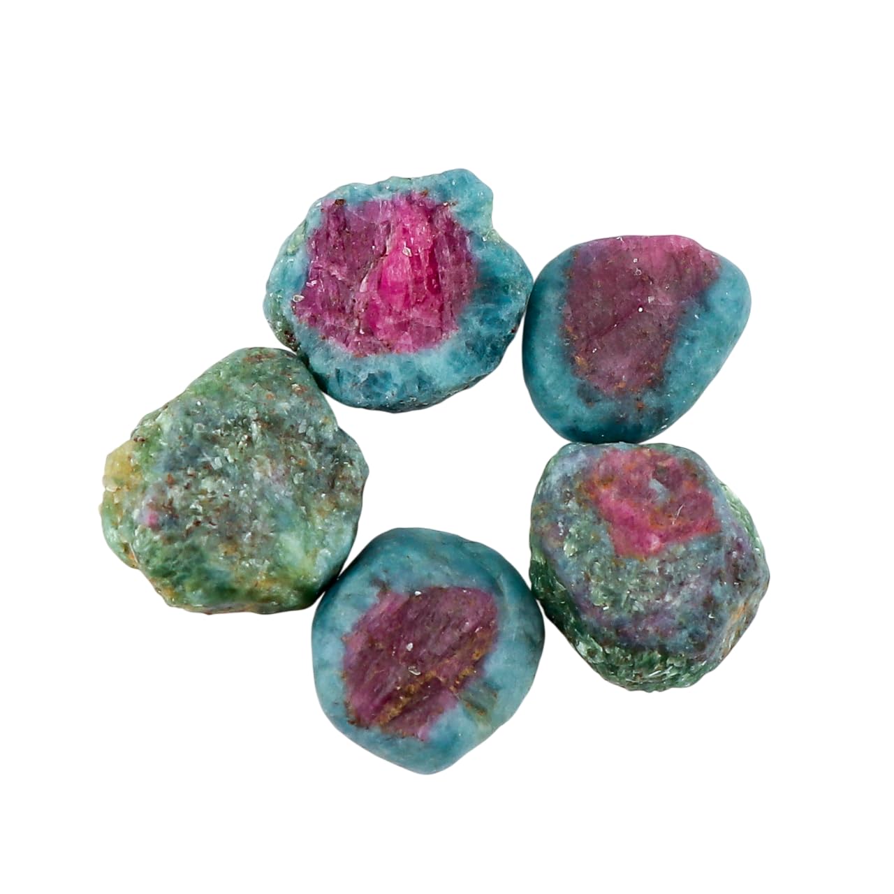 CRYSTALINES 5pcs Wholesale Natural Raw Ruby Kyanite Gemstone, Untreated Rough Slices Stone, Bulk Loose Supplies, DIY Jewelry Making, Assorted Raw Crystals, Birthstone, Gem Collection