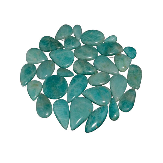 Natural 5, 4 & 3 Pcs Gemstones Cabochons Lot (15–30 MM), Multi Shape Stones for Jewelry Making Supplies Healing Crystals Gems Loose Gemstones (Amazonite, 5pcs)