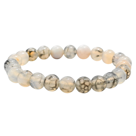 Amazing Gemstone Crystal Bracelet for Women Men's Gifts - Protection Healing Crystal Bracelet - 8mm Gemstone Beaded Stretchable Bracelet Pulseras Para Hombres Mujer Stocking Stuffers Mothers Day Gift (Dragon Vein Agate)