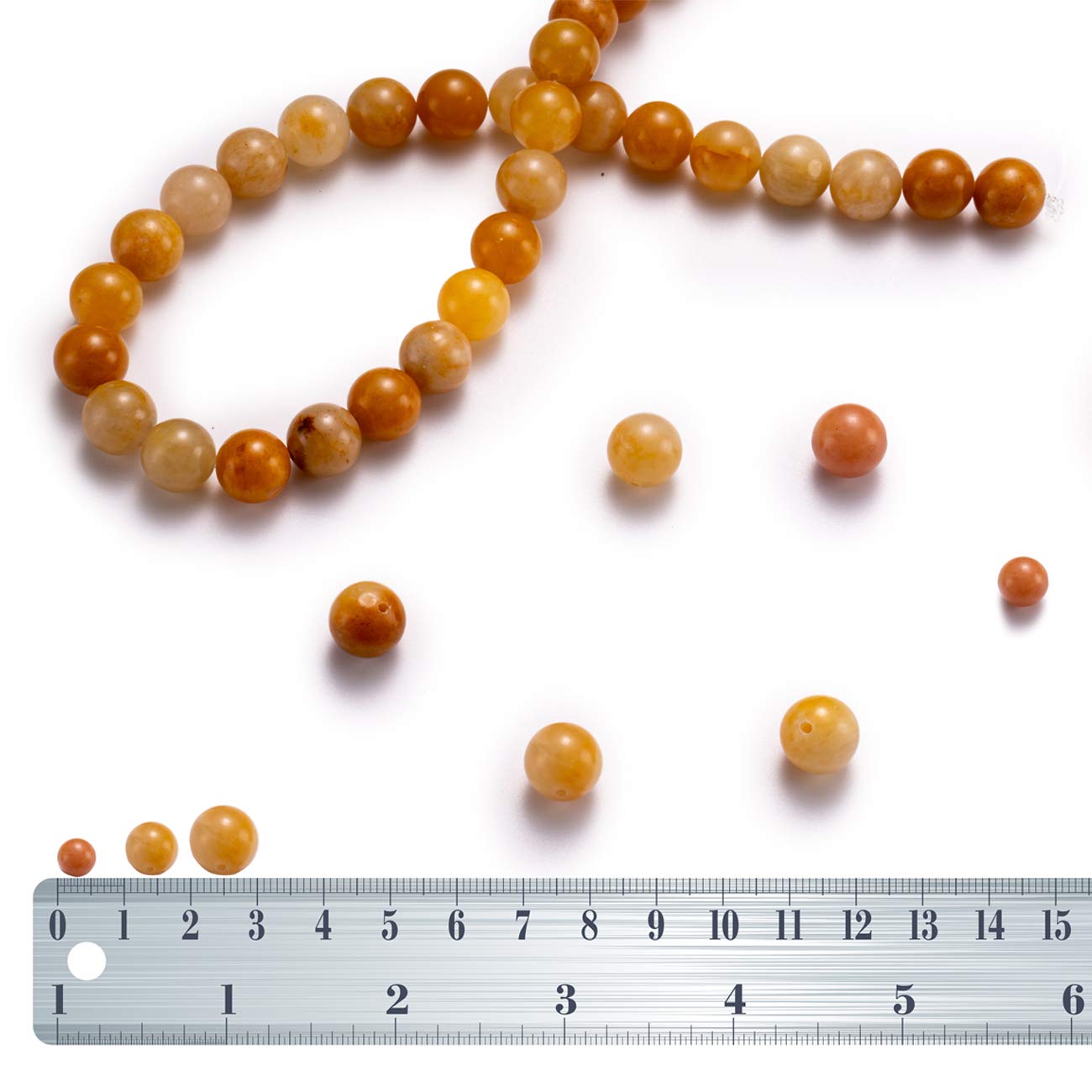 BEADIA Natural Yellow Jade Stone Round Loose Semi Gemstone Beads for Jewelry Making 10MM 38PCS