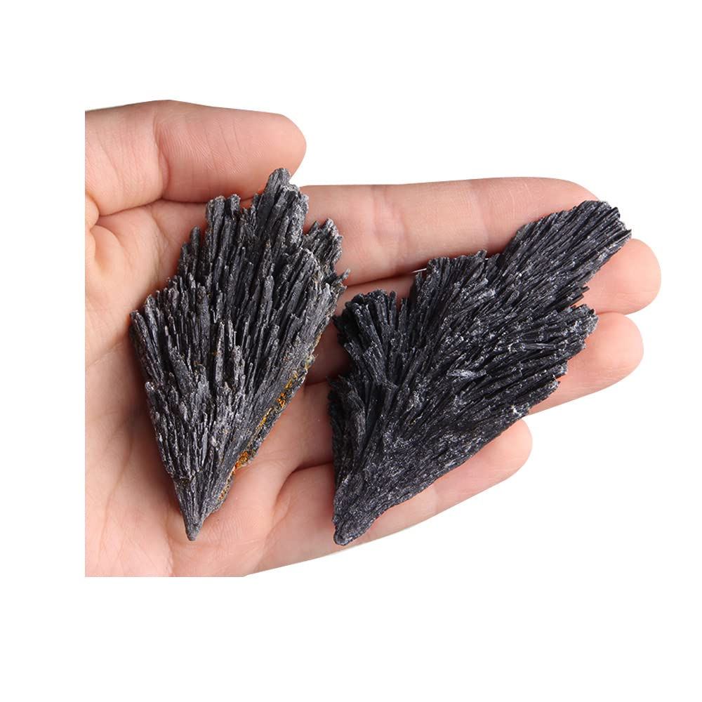Acxico 2Pcs 20g Black Kyanite Crystal - Bulk Crystal Natural Kyanite Blades - Black Kyanite