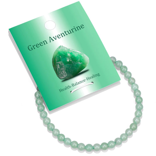 Vinswet Healing Crystal Bracelets for Women Men 4mm Green Aventurine Natural Stone Beaded Stretch Bracelet Handmade Gemstone Reiki Spiritual Jewelry Gifts