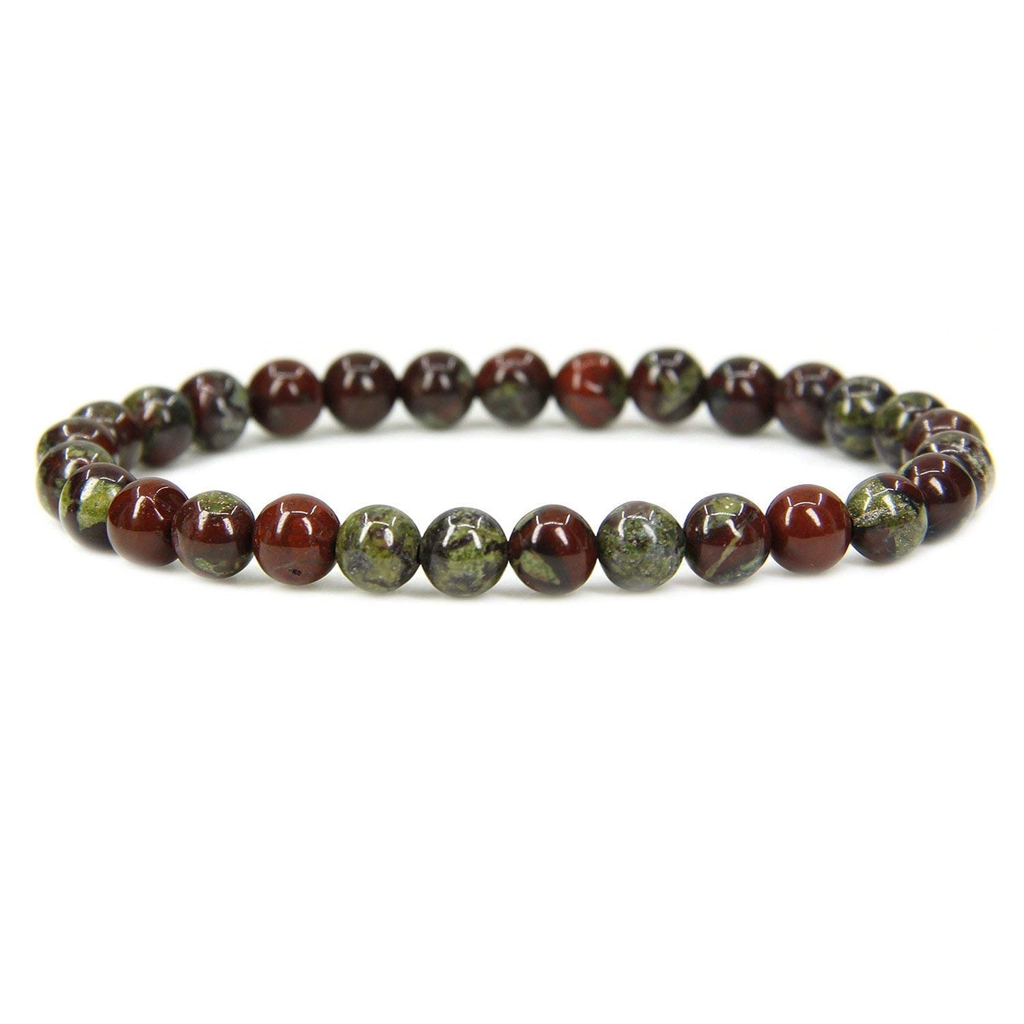 Angelstones Handmade Natural Dragon Blood Jasper Healing Gemstone 6mm Round Beads Stretch Crystal Bracelet 7 Inch Unisex