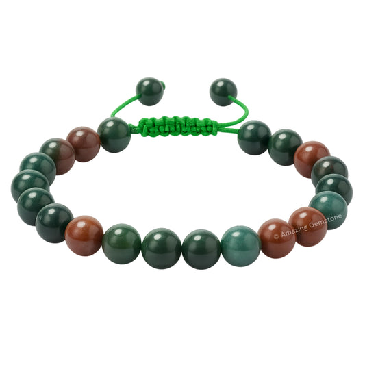 Amazing Gemstone Bloodstone Bracelet for Women Men's Gifts - Protection Healing Crystal Bracelet - 8mm Gemstone Beaded Adjustable Bracelet Pulseras Para Hombres Mujer Stocking Stuffers