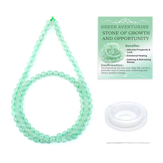 CMBYN Natural Stone Beads Round Genuine Real Stone Beading Strand Loose Gemstones DIY Smooth Bead for Bracelet Necklace Earrings Jewelry Making (Green Aventurine, 4mm 90 Pieces)