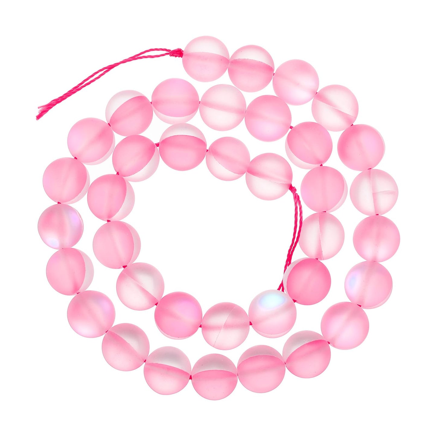 uxcell Matte Crystal Glass Beads 10mm Synthetic Frosted Shining Semi-Precious Round Loose Beads Synthetic Moonstone for Jewelry Making DIY Bracelet, Pink