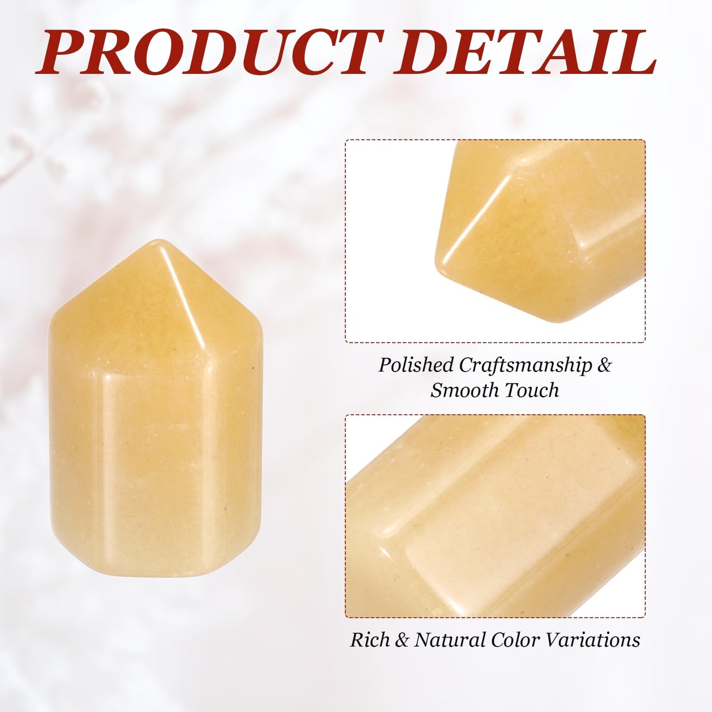 MECCANIXITY Crystals Wands Citrine Hexagonal Faceted Single Points Towers Pocket Polished Stone Bulk for Energy Chakra Meditation Crystal Healing, 15 x 25mm (Pale Yellow),5Pcs