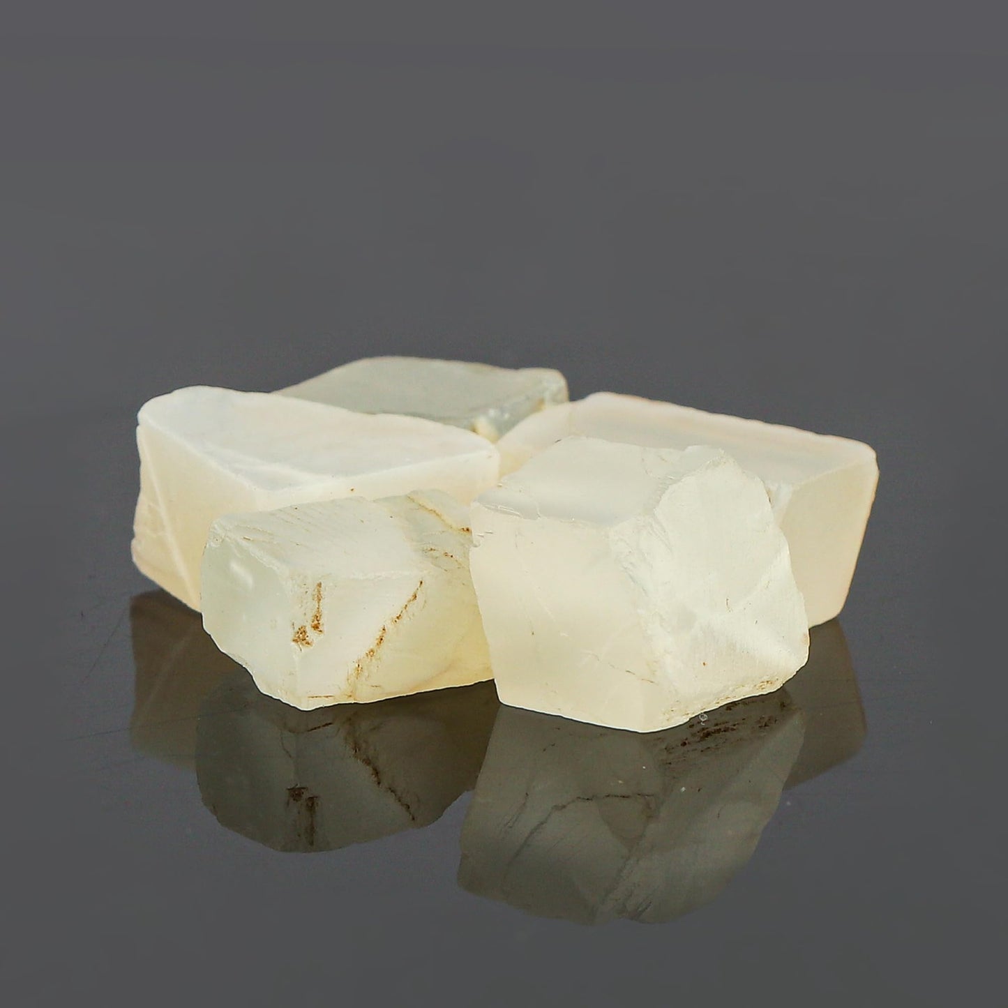 CRYSTALINES 5pcs, Wholesale Natural Raw White Moonstone Gemstone, Rough Stones Lot, Bulk Loose Supplies for Jewelry Making, DIY Crafts, Healing Crystals, June Birthstone, Gem Collection