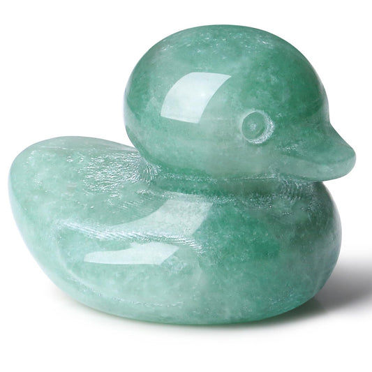DUQGUHO Duck Figurine Statue Funny Deocr Gifts Green Aventurine Crystals Stones Lucky Duck Collectible Gifts Home Desk Office for Mom 1PC