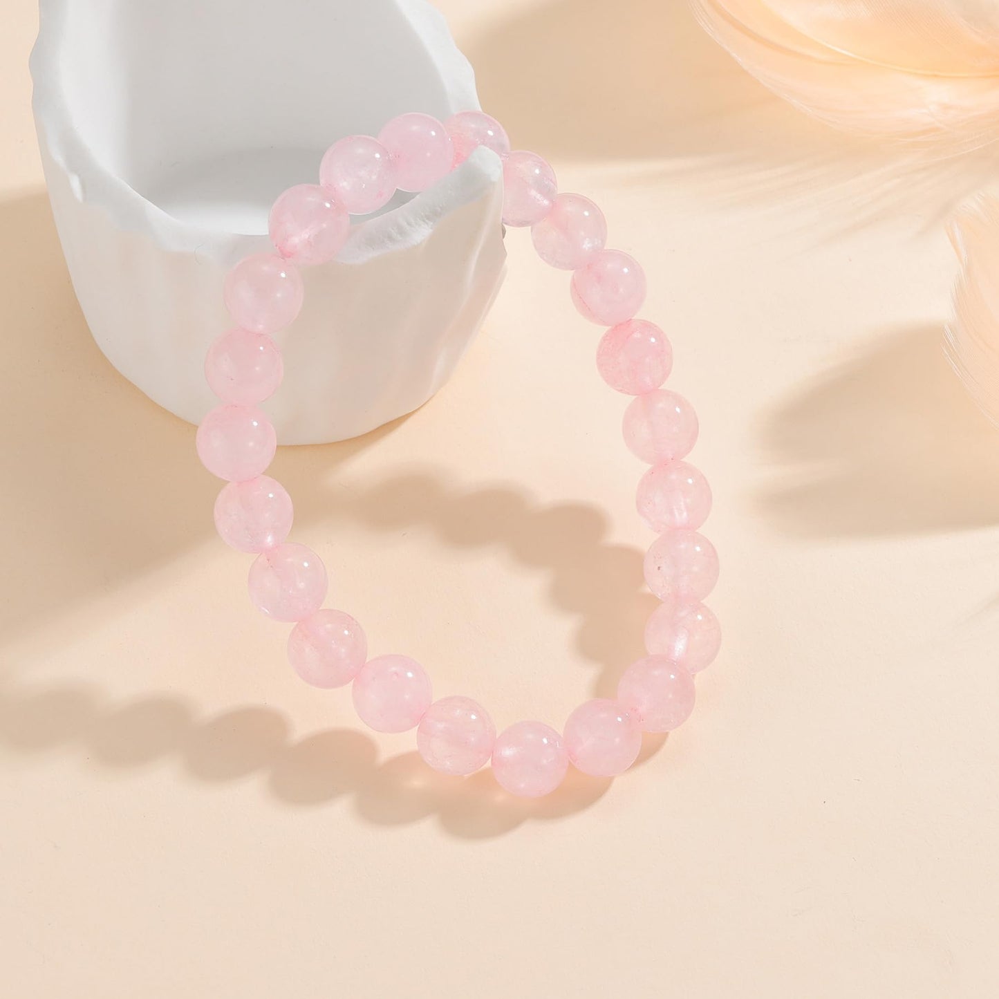 Udolfly Womens Crystal Beaded Bracelets for Women Men Protective Energy Bracelet Natural Gemstone Bead Bracelet 6mm Rose Quartz
