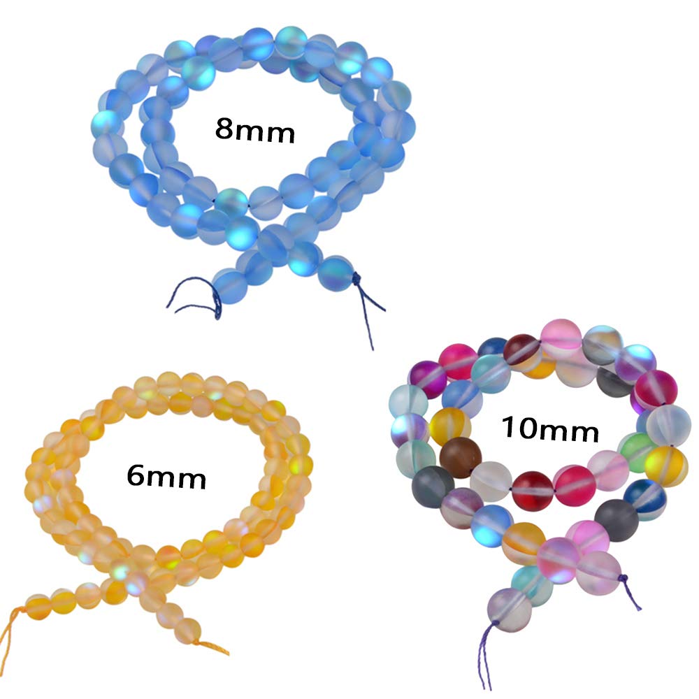 Matte Aurora Crystal Glass Beads Gemstone 8MM Pink Frosted Glitter Shining Mermaid Round Loose Beads Frosted Moonstone for Jewelry Making