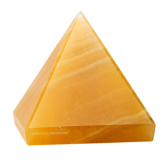 Yellow Calcite Pyramid Crystal Healing Stones - 1" Great Pyramid Figurine of Natural Stone Pyramid for Meditation, Reiki, Chakra Balancing and Crystal Pyramids Grid