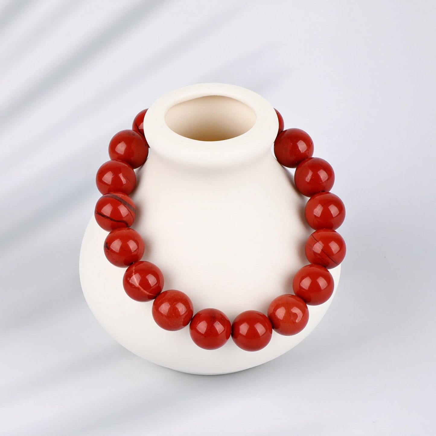 LPBeads Handmade Natural Gemstone Stretch Elastic 10mm Red Jasper Bracelet Healing Crystal Round Stone Beads Jewelry Gifts for Women Men