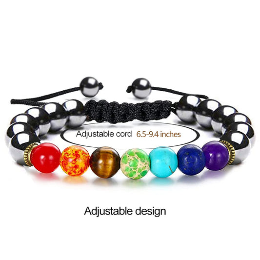 Hion Triple Protection Bracelet- For Meditation Relax- Anxiety Bracelet 7 Chakra Energy Healing Bracelet Relief Hematite Bracelet Set for Men Women