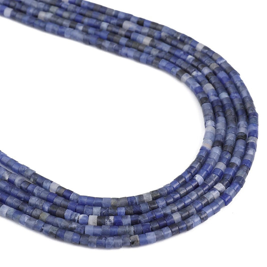 BEADIA Natural Blue Sodalite Spacer Beads Caps Flat Round Loose Beads for Beading Jewelry Making 3mmx2mm 38cm
