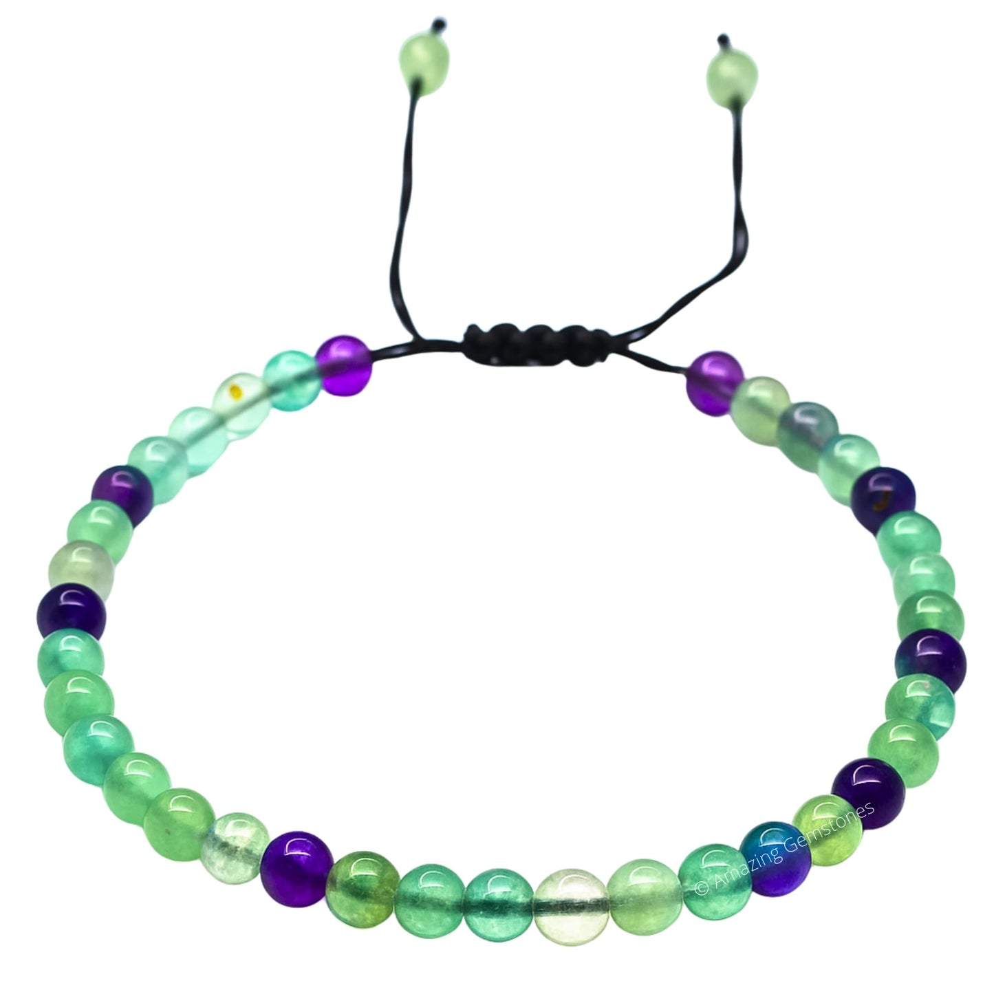 Amazing Gemstone Multi Fluorite Anklet Ankle Bracelets for Women - Waterproof Beaded Healing Crystal Anklets, Plus Size Chakra Gemstone Bead Anklet (Stretchy Adjustable - Plain)