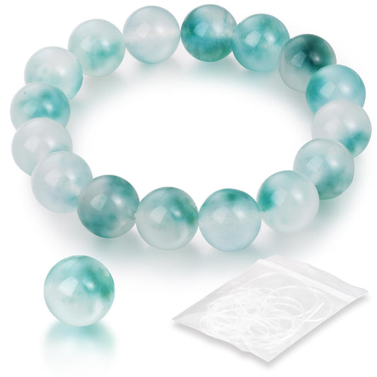 Handmade Natural Jade Beaded Bracelet for Women & Men – Genuine Green/White Jade Gemstone Stretch Bracelet – Lucky Energy Healing Jewelry Gift for Peace, Prosperity & Protection GW