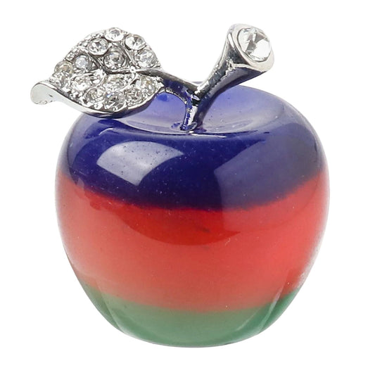 Casaper Synthetic Crystal Cat's Eye Stone Apple Figurine Pocket Stone Fruit Sculpture Healing Crystal Statue Home Decoration 1.3" Tall