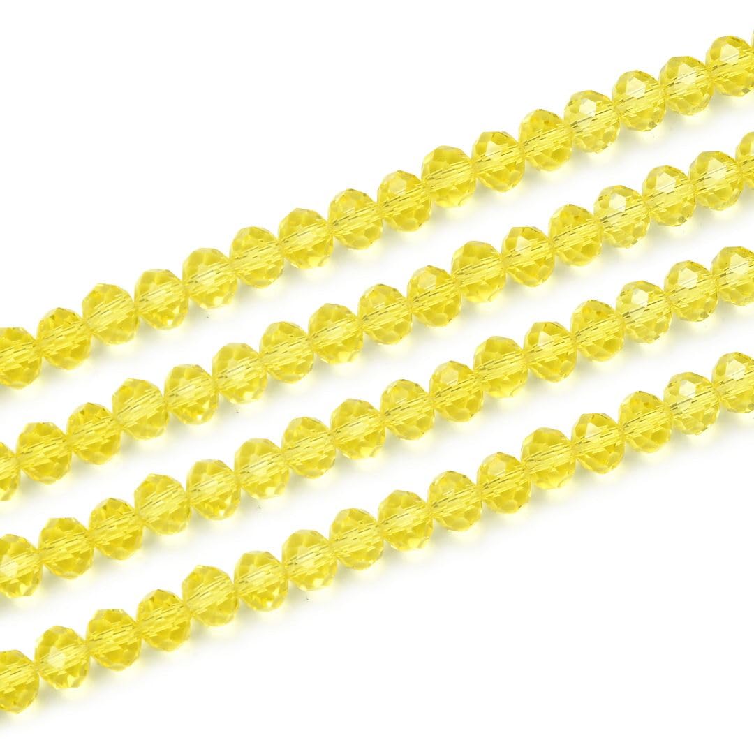 500pcs Czech Faceted Rondelle Crystal Glass Loose Beads 4mm Small Tiny Spacer Bulk Light Topaz for DIY Craft Jewelry Making CCR409