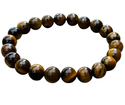 GAF TREASURES Tiger Eye Crystal Bead Bracelet 8mm, Genuine Tiger Eye Stretch Gemstone Bracelet, Healing Crystal Bracelet, Gift for Men & Women (1)