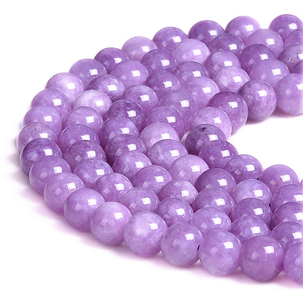 PLTbeads Gorgeous Purple Dyed Jade Natural Gemstone Loose Beads 8mm Smooth Round Approxi 15 inch DIY Bracelet Necklace for Jewelry Making
