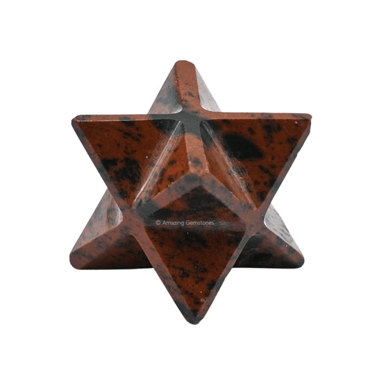 Amazing Gemstone Mahogany Obsidian Merkaba Crystal - 0.75 Inches Metaphysical Merkaba Star for Meditation - Energetic Tetrahedron Crystal and Healing Stones for Spiritual Growth and Healing (15-20mm)