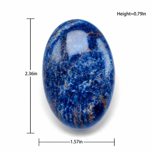 BEAUSIOO 2.4" Sodalite Palm Stone for Anxiety Relief, Healing Crystal for Meditation & Stress Relief, Polished Pocket Stone with Gift Box