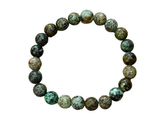 GAF TREASURES African Turquoise Crystal Bead Bracelet 8mm, Genuine African Turquoise Stretch Gemstone Bracelet, Healing Crystal Bracelet, Gift for Men & Women (1)