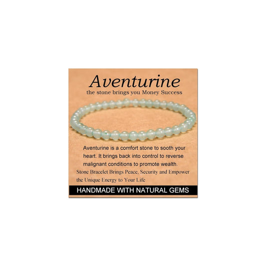 CHELYQST Green Aventurine Bracelet - Stone of Wealth,Stretch Natural Stone Crystal Beads Jewelry Gifts for Women Men Unisex Adult,4mm