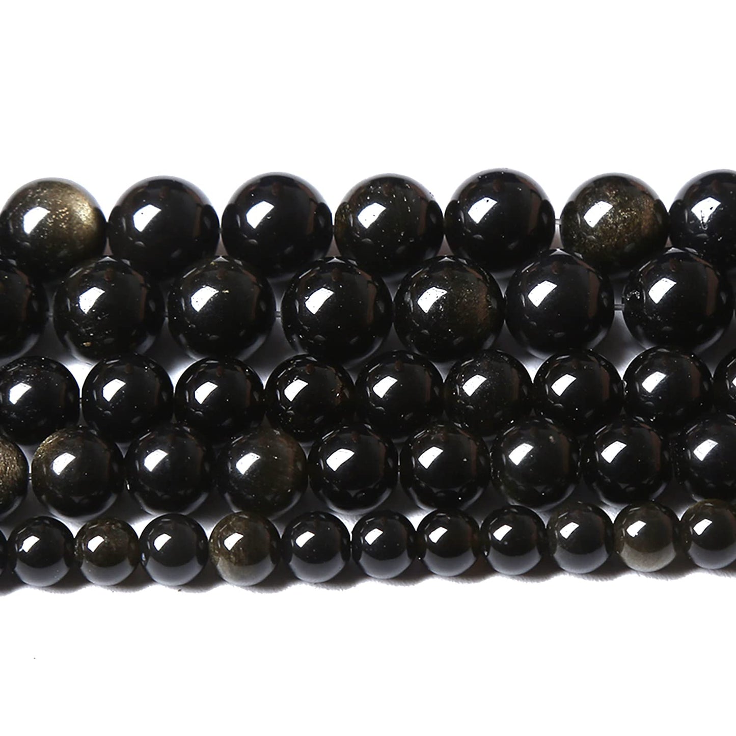 10MM 38PCS Natural Stone Golden Obsidian Loose Spacer Beads for Jewelry Making DIY Bracelet