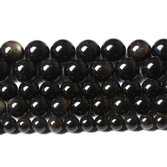 6MM 60PCS Natural Stone Golden Obsidian Loose Spacer Beads for Jewelry Making DIY Bracelet