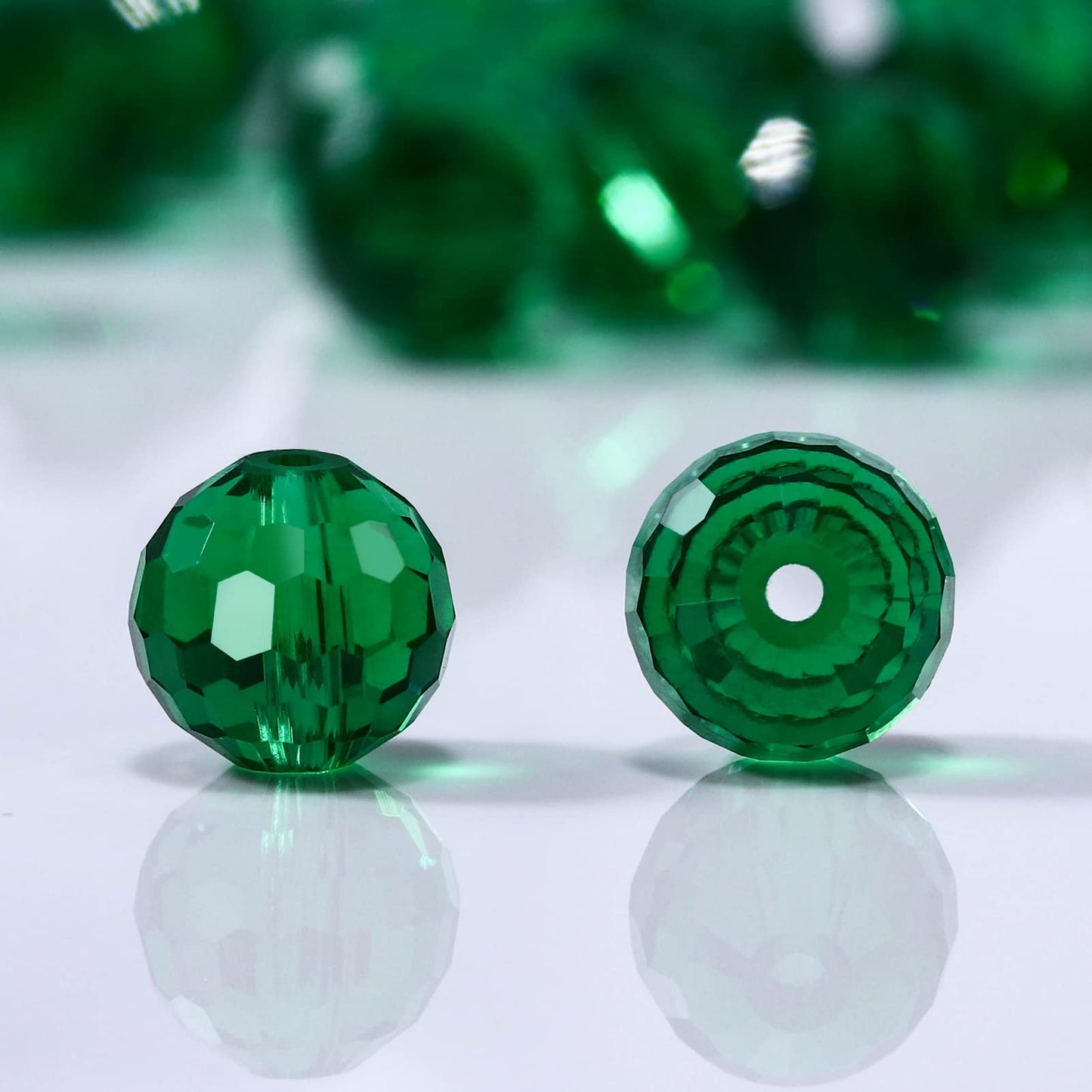 Dowarm 100PCS 8MM Crystal Glass Beads for Jewelry Making, Faceted for Crafts Bracelet Wind Chimes Suncatcher, #5003 Rondelle Spacer, Loose Gemstones, Malachite Green