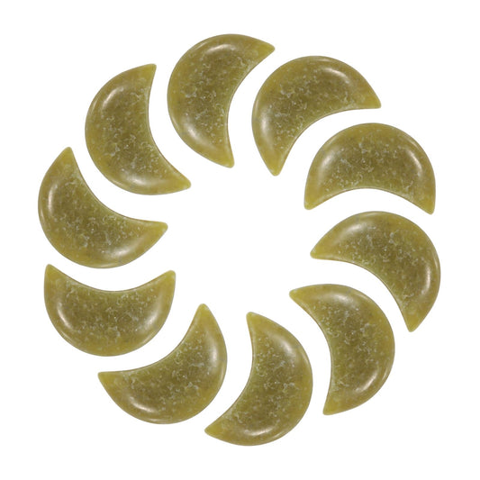 MECCANIXITY 10 Pcs Moon Crystal Worry Stone, 0.5 Inch Length Natural Olivine Moon Gemstone Bulk, Carved Pocket Stones for Meditation Balancing Pendant Decor