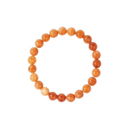 Natural Orange Calcite Bracelet for Women, Sun Stone Healing Crystal Adjustable Stretchy 8mm Round Beads Bracelets Reiki Chakra Man Jewelry Gifts (Orange Calcite)
